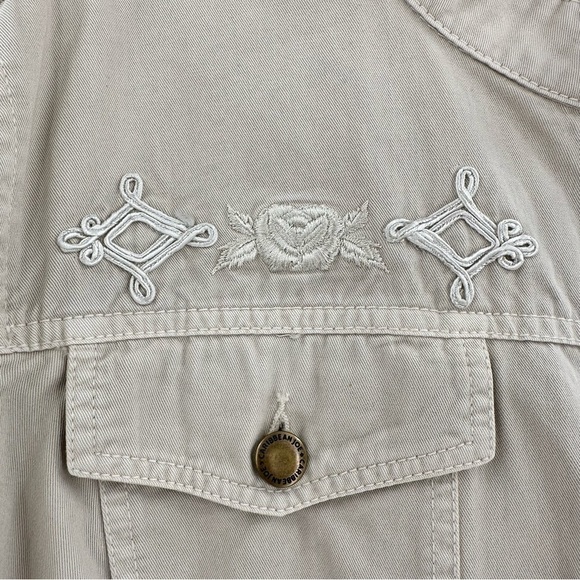 Caribbean Joe Antiqued Collection Short Beige Embroidered Rose Jacket Size 2XL - Picture 4 of 16